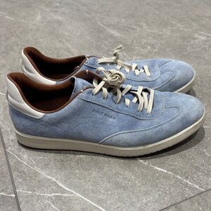 Cole Haan Men's Light Blue and White Suede Sneakers